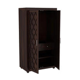 ONIJA Wooden 2 Door Wardrobe for Clothes with 2 Drawer 3 Shelf Storage & Hanging Space - Sheesham Wood Almirah for Bedroom